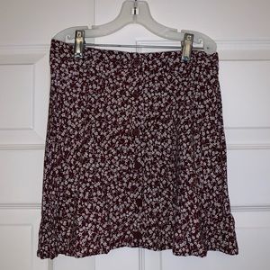 Maroon flowy mini skirt